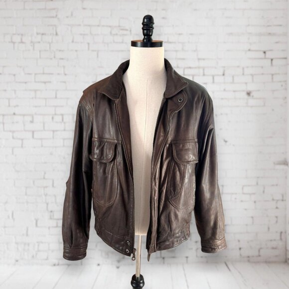 Reed Sportswear Other - Vintage Reed Sportswear Jacket Size R 44 Brown Leather Bomber Thinsulate Liner